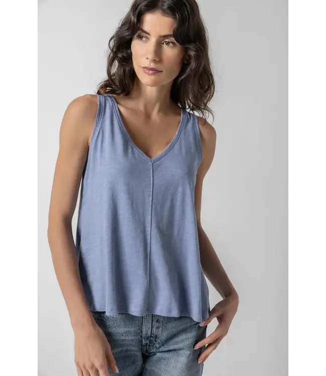 Lilla P SHIRRED BACK V-NECK TANK