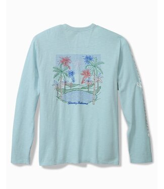 Tommy Bahama RED WHITE AND BLOOM LUX TEE LS