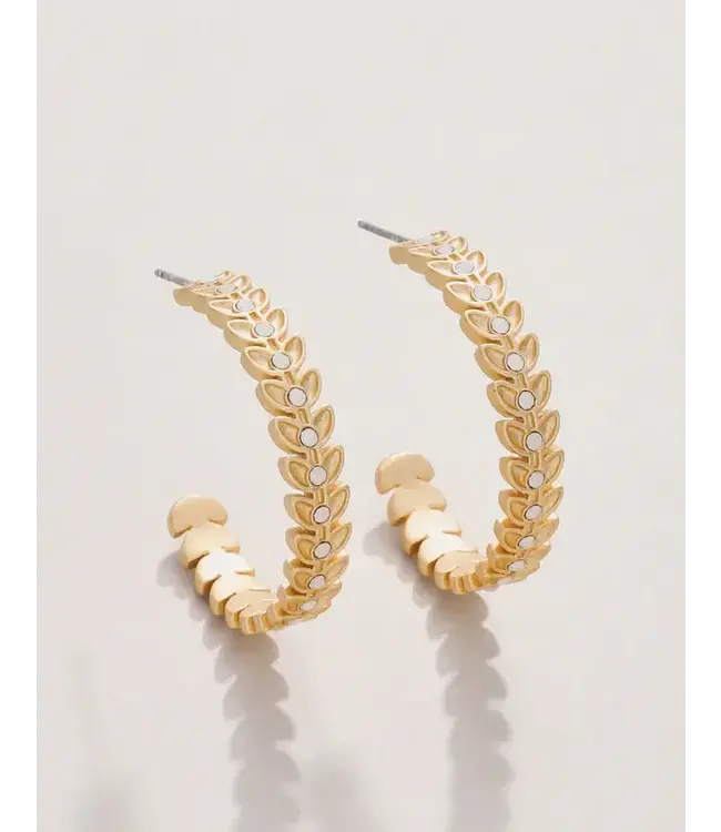 Spartina Parkwood Hoop Earrings 30mm White Opal