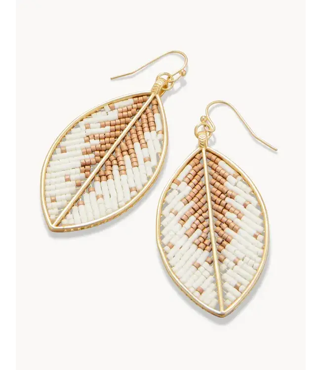Spartina BITTY BEAD EARRINGS LEAVES CREAM