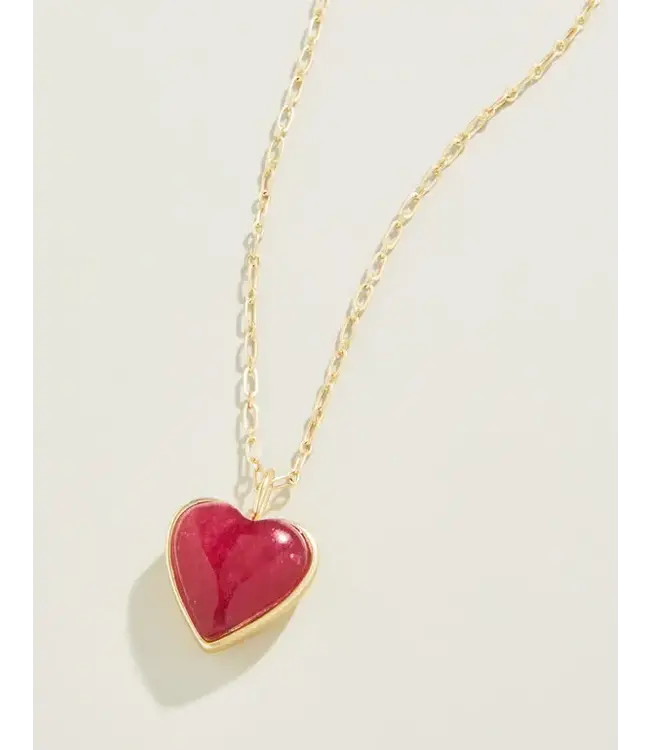 Spartina Full Heart Necklace 18" Pink