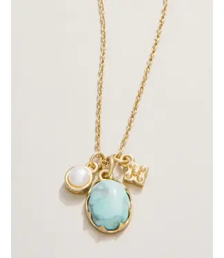 Spartina Coralie Charm Necklace 17"  Light Turquoise