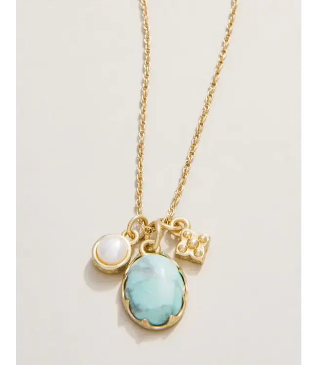 Spartina Coralie Charm Necklace 17"  Light Turquoise
