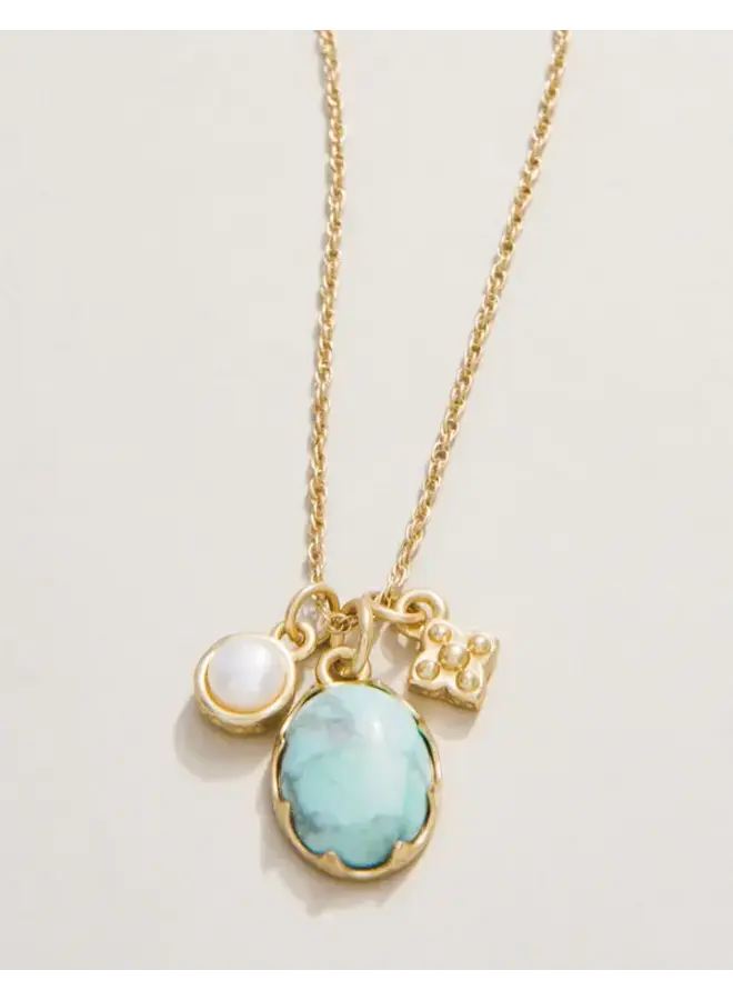 Coralie Charm Necklace 17" Light Turquoise