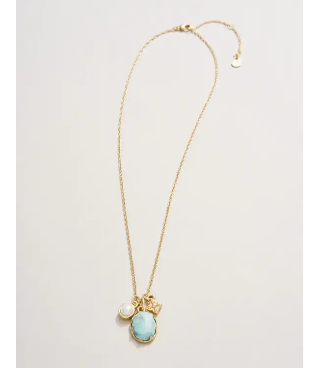Coralie Charm Necklace 17"  Light Turquoise