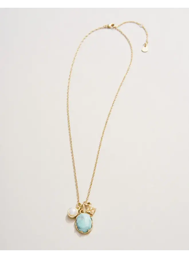 Coralie Charm Necklace 17" Light Turquoise