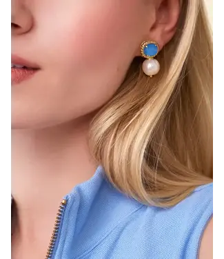 Spartina Karina Pearl Drop Earrings Blue