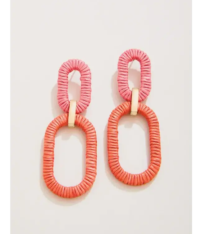 Spartina Straw Link Earrings Red