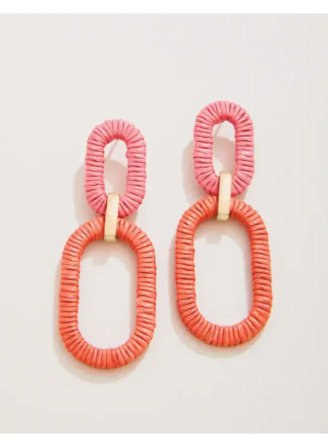 Straw Link Earrings Red