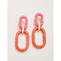 Straw Link Earrings Red