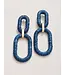 Straw Link Earrings Navy