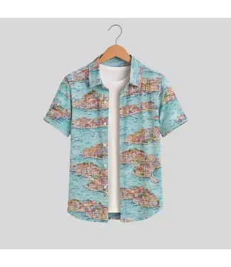 Michael's / Balloon Boy MEN'S SHORT SLEEVE PRINTED BUTTON FRONT KNIT -  PORTOFINO