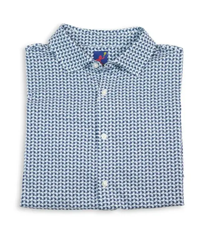 Michael's / Balloon Boy MEN'S SHORT SLEEVE BUTTON FRONT KNIT PRINTED - NAVY BANANAS