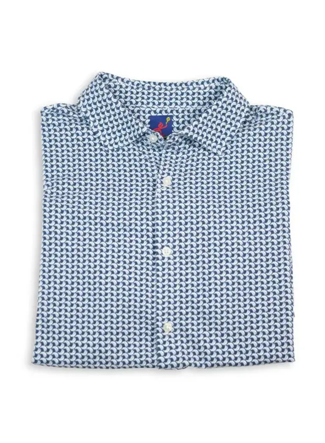 MEN'S SHORT SLEEVE BUTTON FRONT KNIT PRINTED - NAVY BANANAS