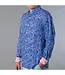MENS LONG SLEEVE PRINTED LINEN SHIRT - ABSTRACT FISH