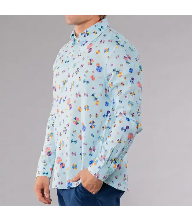 Michael's / Balloon Boy MENS LONG SLEEVE PRINTED LINEN SHIRT - UMBRELLAS