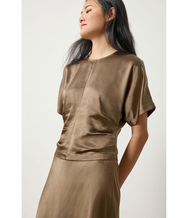 SATIN DOLMAN SHORT SLEEVE TOP