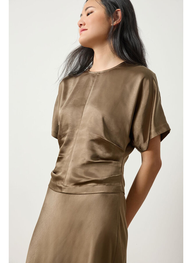 SATIN DOLMAN SHORT SLEEVE TOP