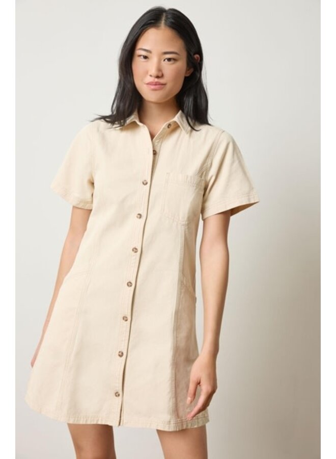 TWILL PANELED SHIRT DRESS