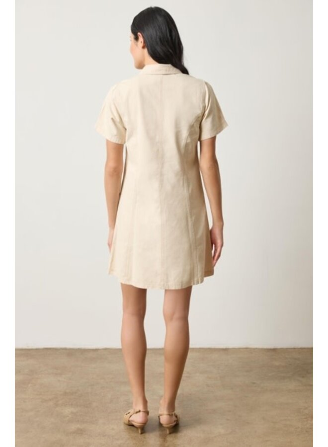 TWILL PANELED SHIRT DRESS
