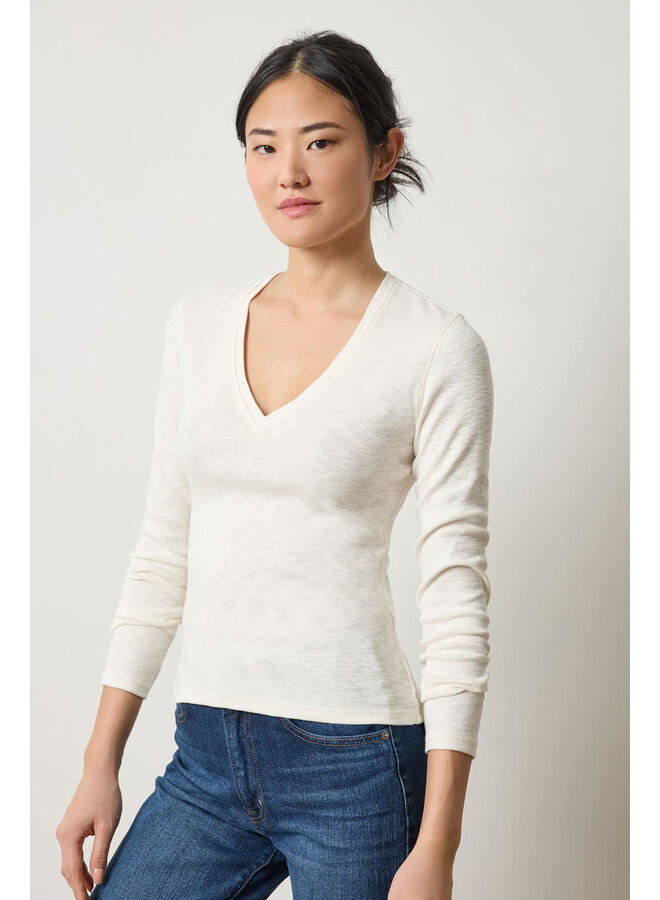 RIB SLUB LONG SLEEVE V-NECK