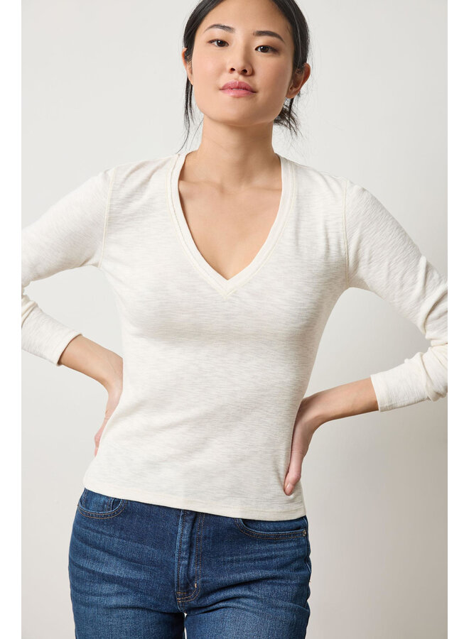 RIB SLUB LONG SLEEVE V-NECK