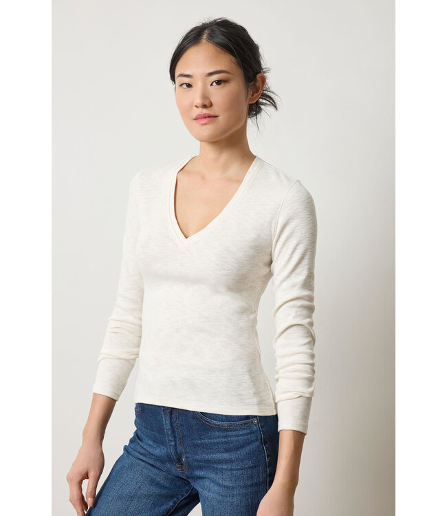 RIB SLUB LONG SLEEVE V-NECK