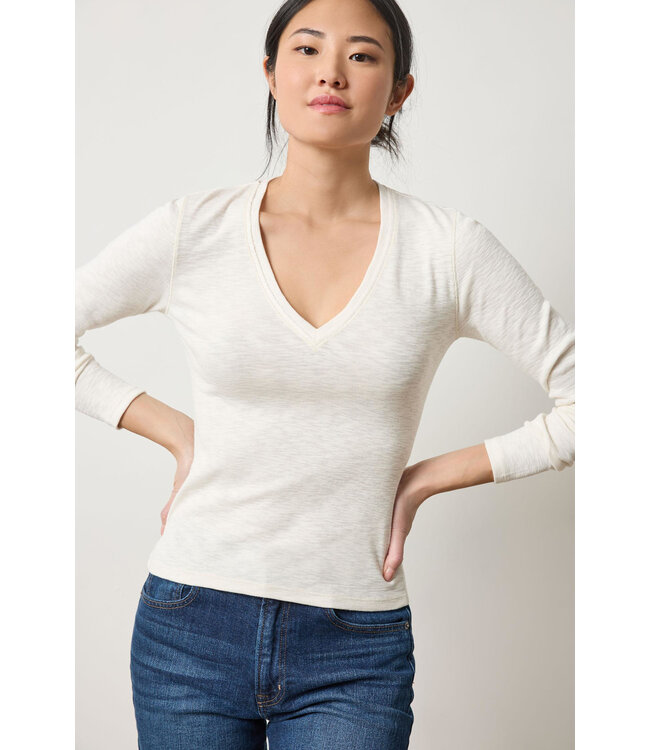RIB SLUB LONG SLEEVE V-NECK