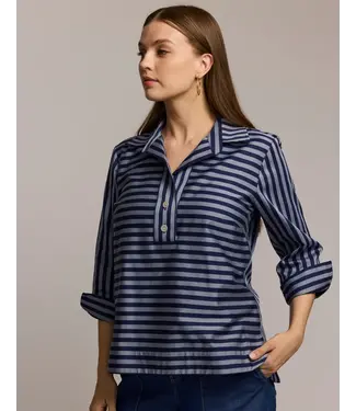 HINSON WU Aileen 3/4 Sleeve Classic Stripe Shirt