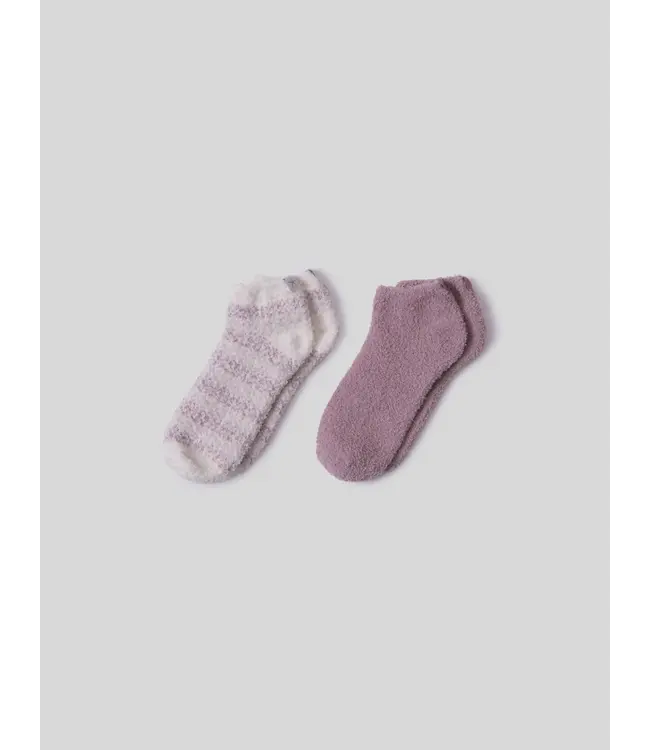 Barefoot Dreams CozyChic Heathered Stripe Ankle Sock Set ONE SIZE, Teaberrry Multi
