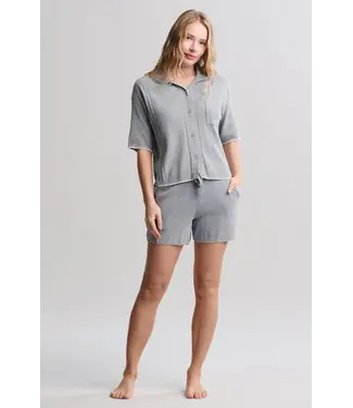 Barefoot Dreams CCUL Contrast Scallop Short Sleeve Shirt and Short