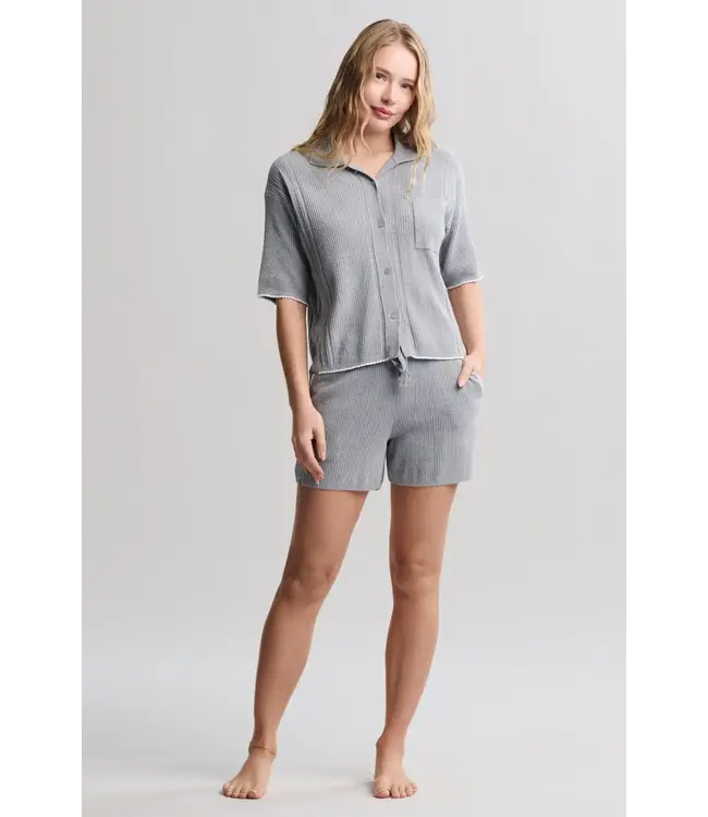 Barefoot Dreams CCUL Contrast Scallop Short Sleeve Shirt and Short