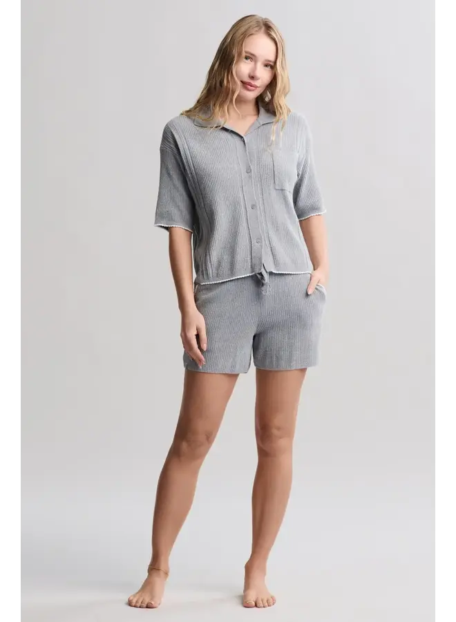 CCUL Contrast Scallop Short Sleeve Shirt and Short