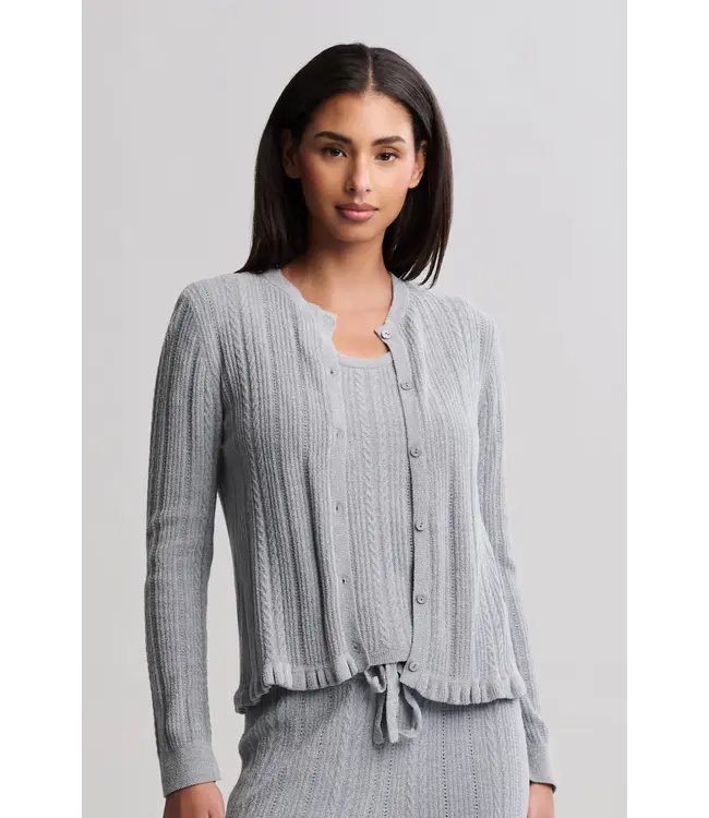Barefoot Dreams CCUL Cable Knit  Cardigan with  Ruffle