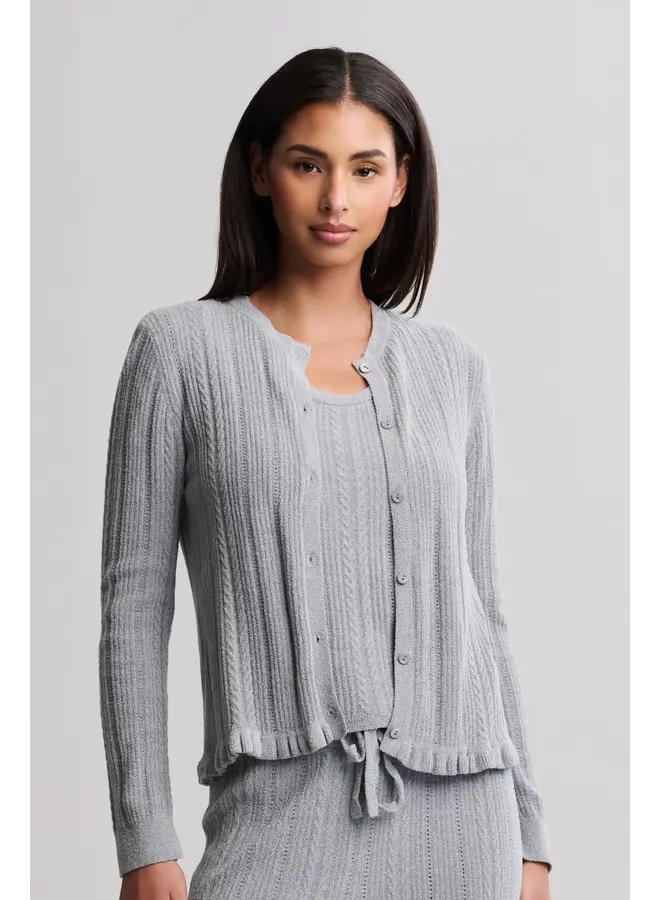 CCUL Cable Knit Cardigan with Ruffle
