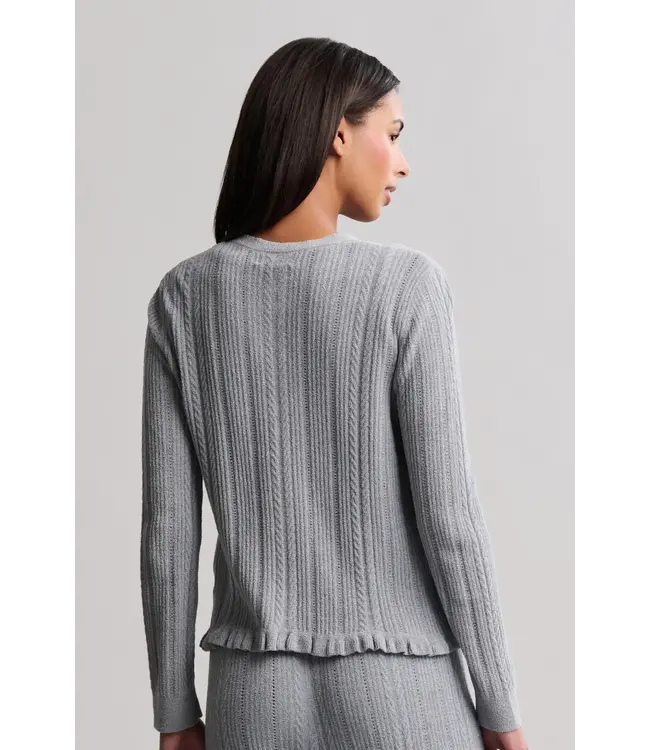 Barefoot Dreams CCUL Cable Knit  Cardigan with  Ruffle