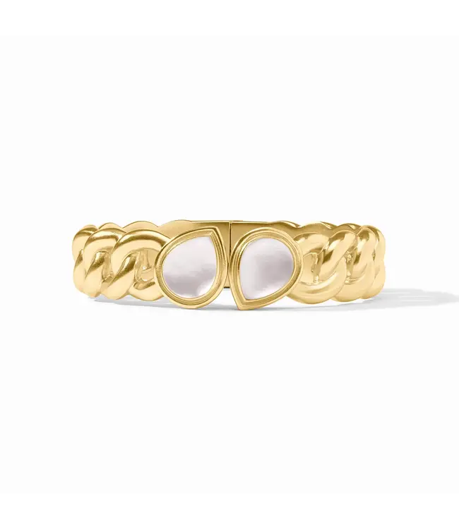 Julie Vos Dolce Hinge Bangle-Iridescent Clear Crystal-S