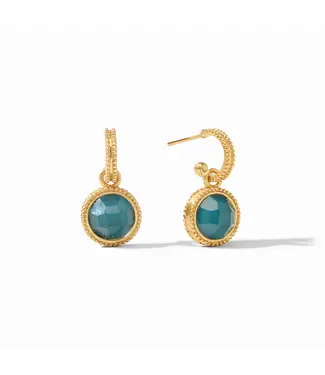 Julie Vos Fleur-de-Lis Hoop & Charm Earring-Montana Blue