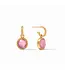 Fleur-de-Lis Hoop & Charm Earring Iridescent Tourmaline Pink