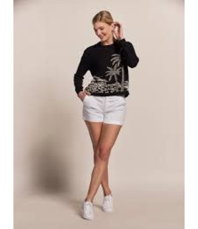 TORI RICHARD PALM LINED JACQUARD OPAL SWEATER