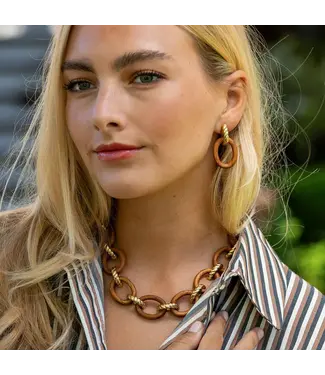 CAPUCINE DE WULF EARTH GODDESS LINK DROP - TEAK