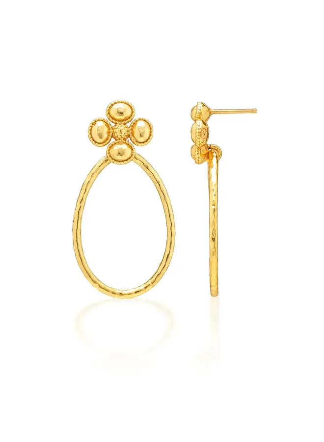 Berry Clover Teardrop Earrings - Gold