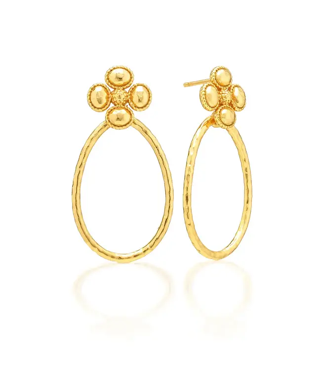 Berry  Clover Teardrop Earrings - Gold