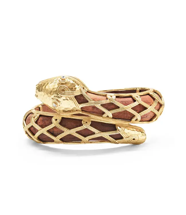 CAPUCINE DE WULF Serpentina Hinged Bangle - Teak