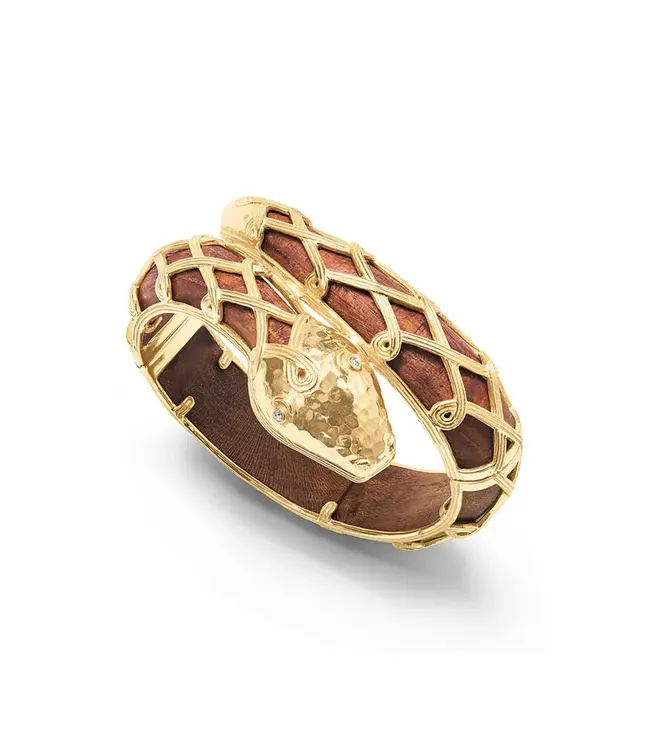 CAPUCINE DE WULF Serpentina Hinged Bangle - Teak