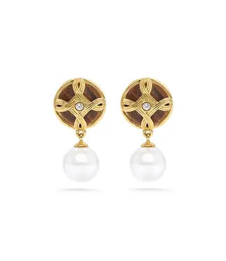 CAPUCINE DE WULF Monique  Drop Earrings - Pearl/Teak