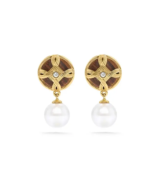 CAPUCINE DE WULF Monique  Drop Earrings - Pearl/Teak