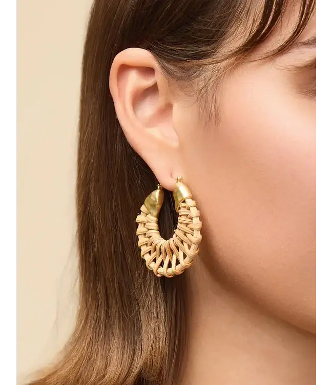 Spartina Wicker Hoop Earrings Natural