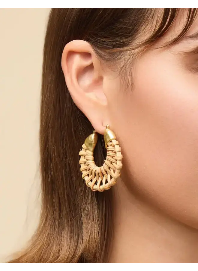 Wicker Hoop Earrings Natural