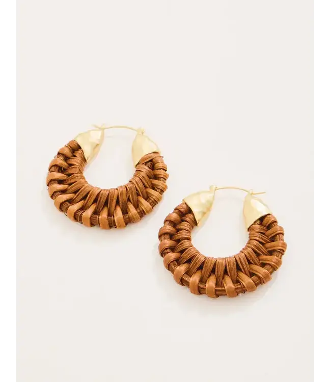 Spartina Wicker Hoop Earrings Brown